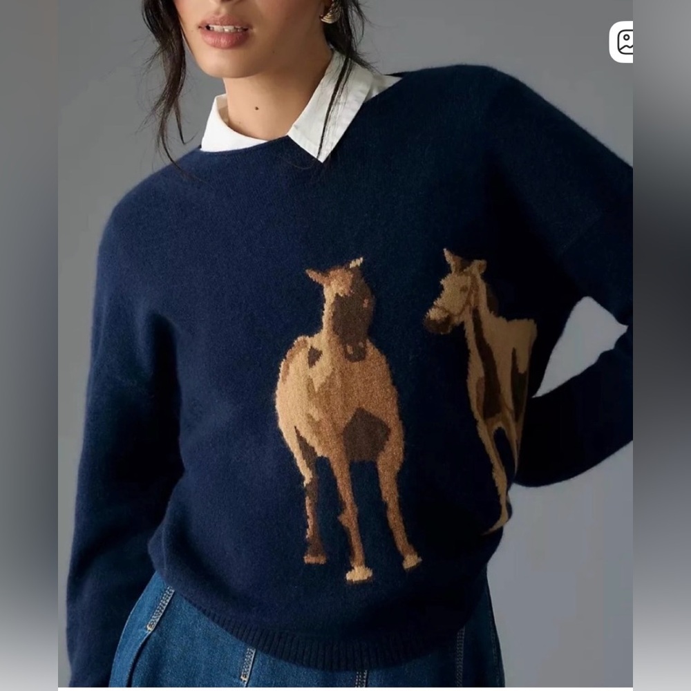 Maeve Horses Intarsia cashmere sweater